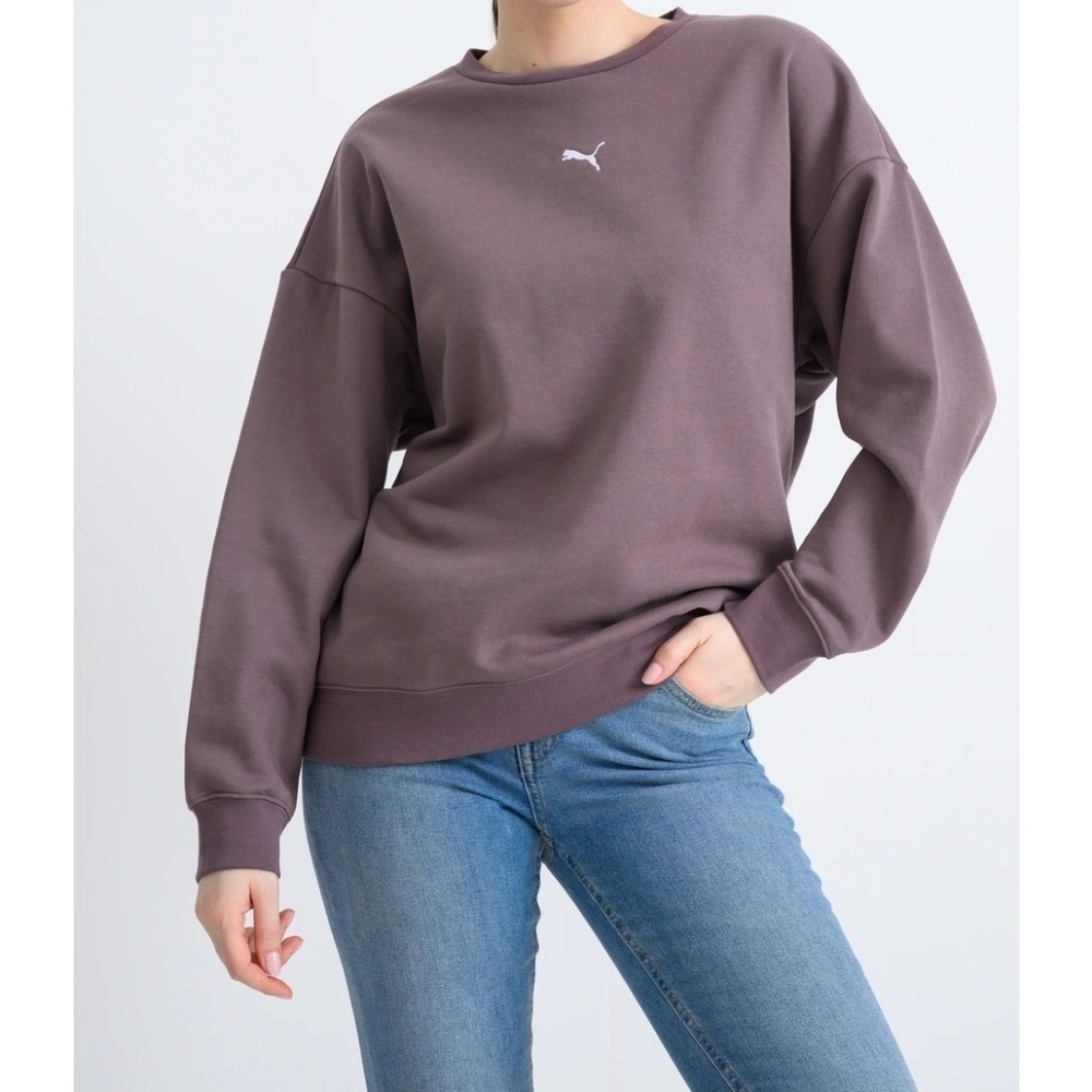 PUMA Essentials Elevated Comfort Crew Neck Sweatshirt Women 2XL Mauve Raisin New